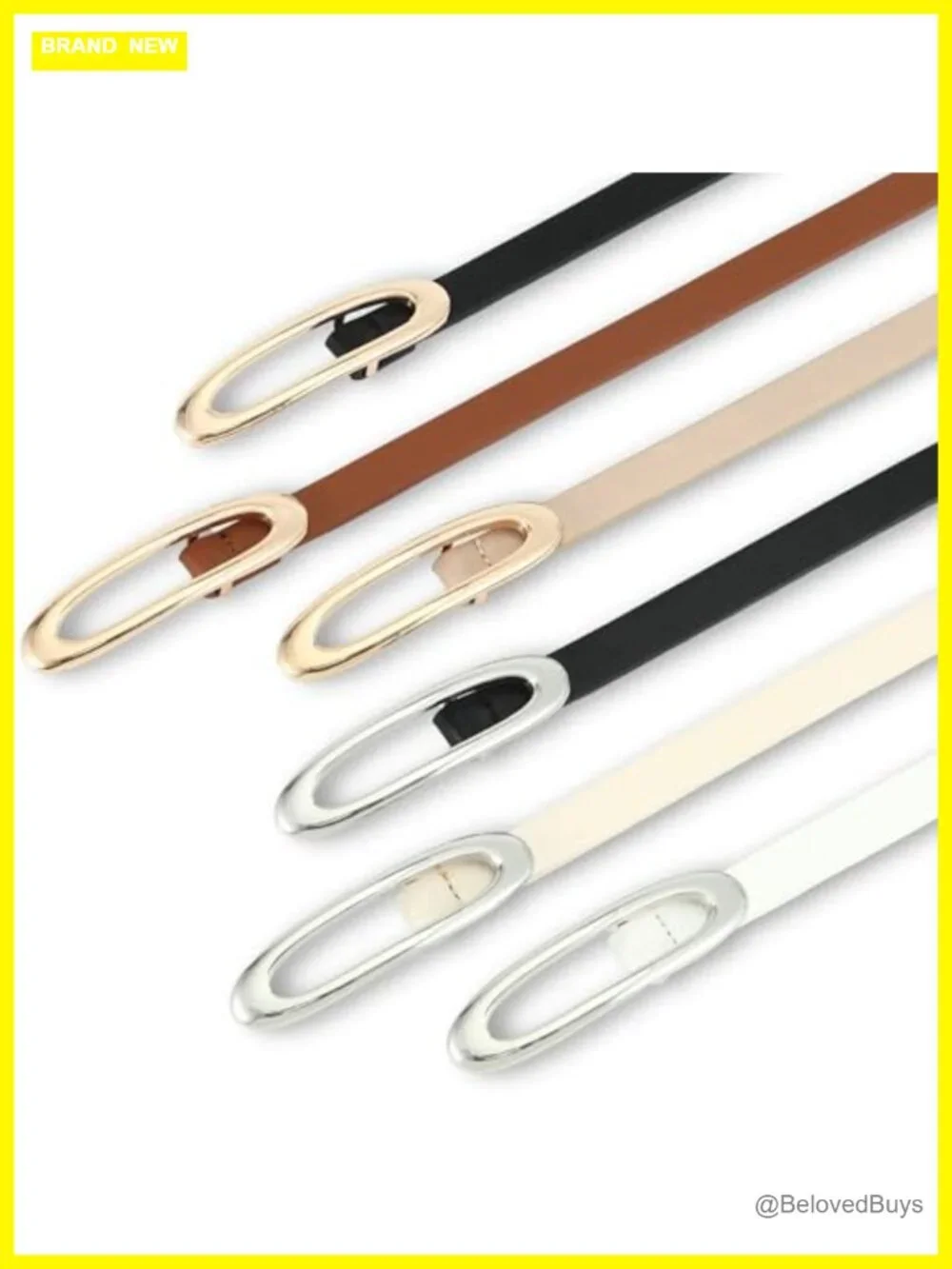 Slim Faux Leather Belt for Jeans Dresses with Silver Buckle